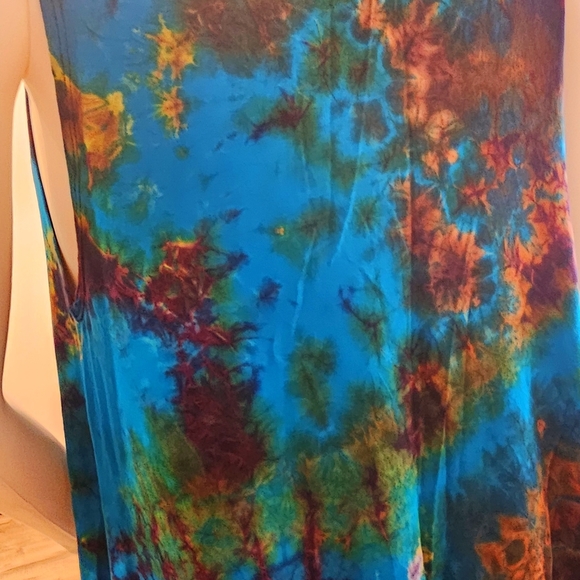 TIE DYE Turq./Ylw Stretchy Rayon S/L Cardigan *5 Colors Avail.*OS NEW - Picture 6 of 6